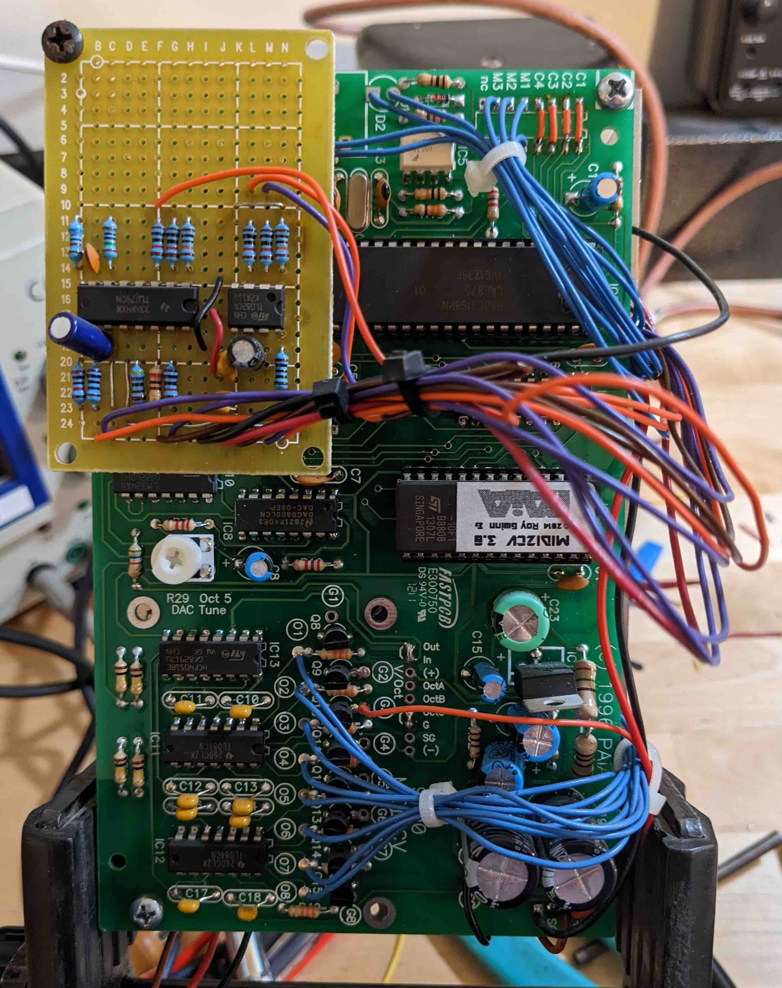 Rear of MIDI to control voltage module