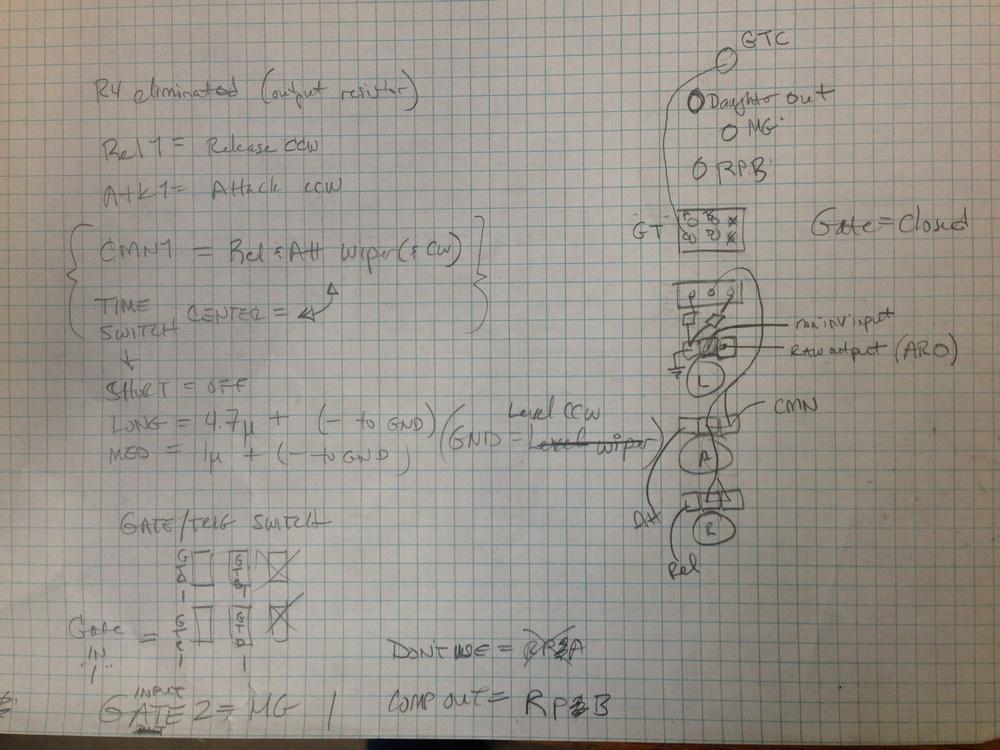 hand written notes for the quad envelope generator module