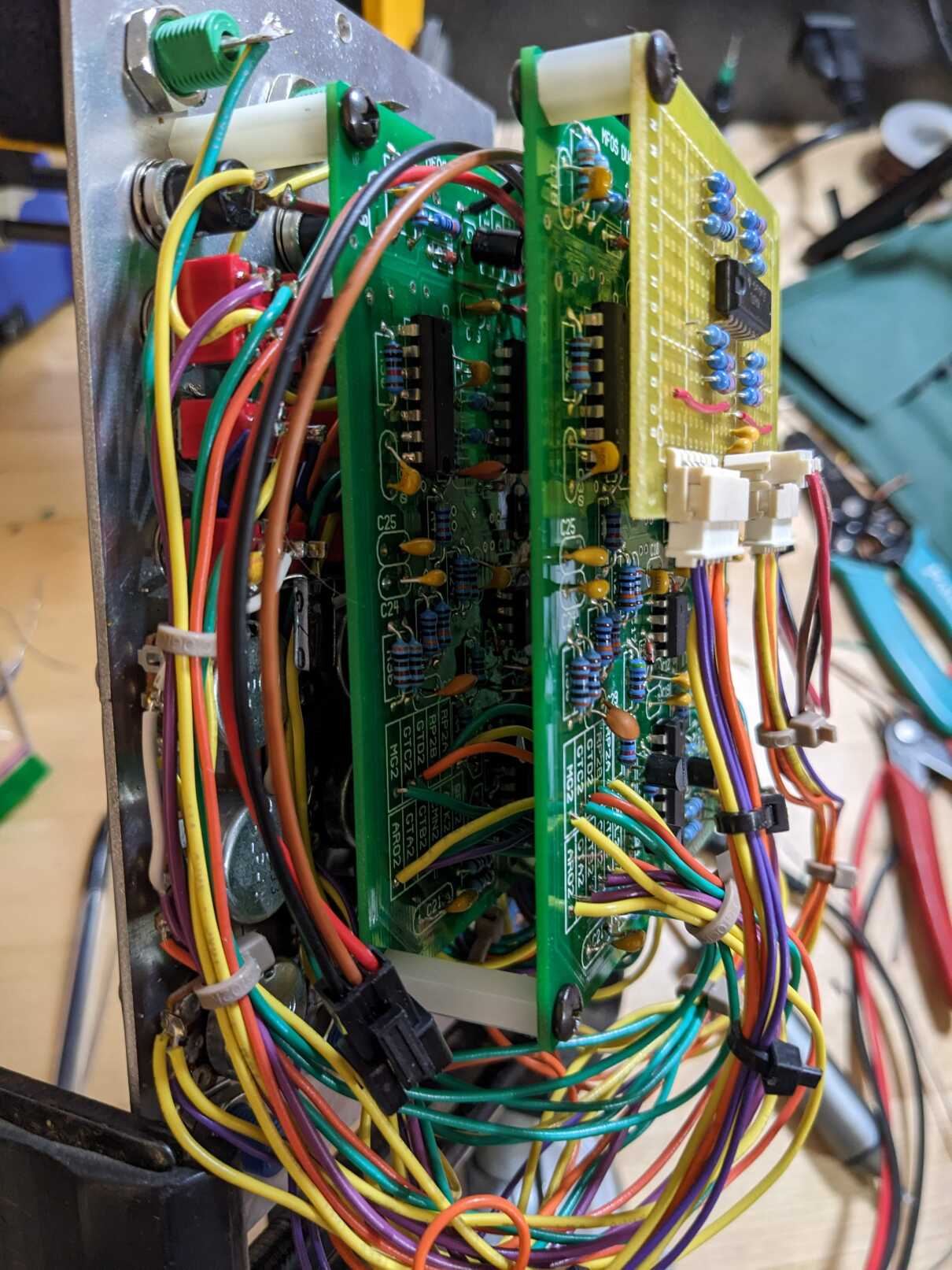 quad envelope generator side view showing stacked PCBs