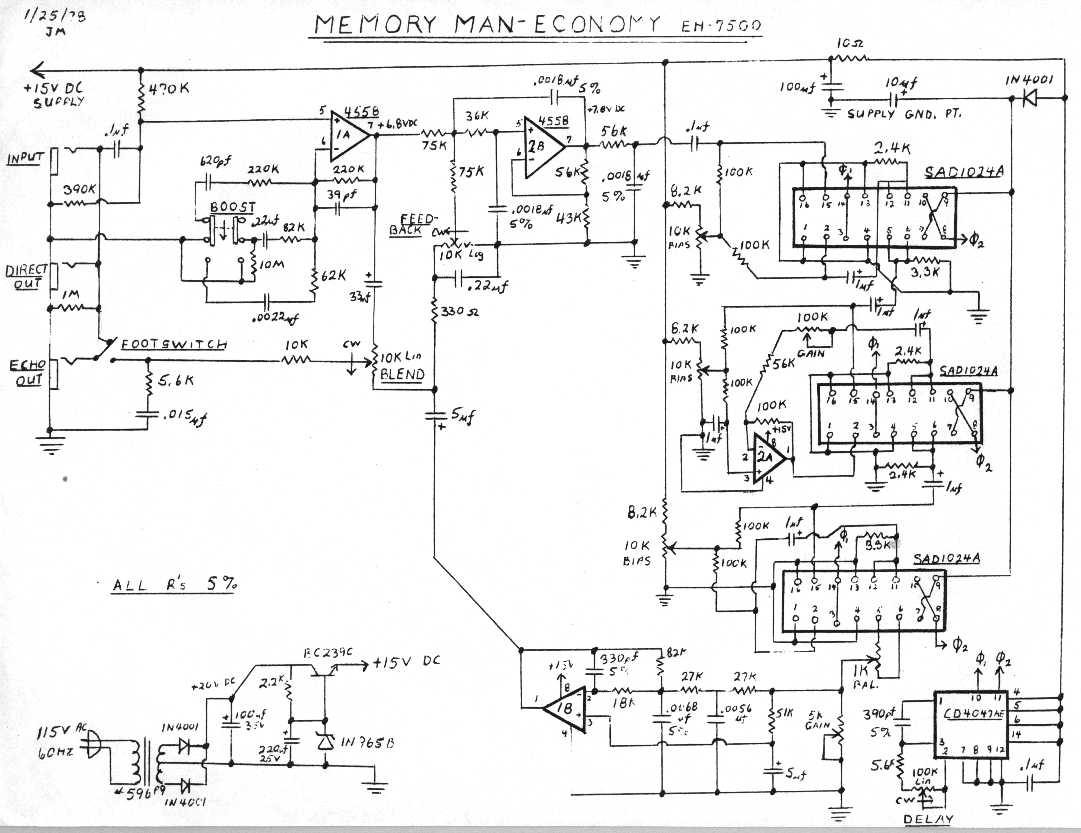 EH 7500 Memory Man schematic