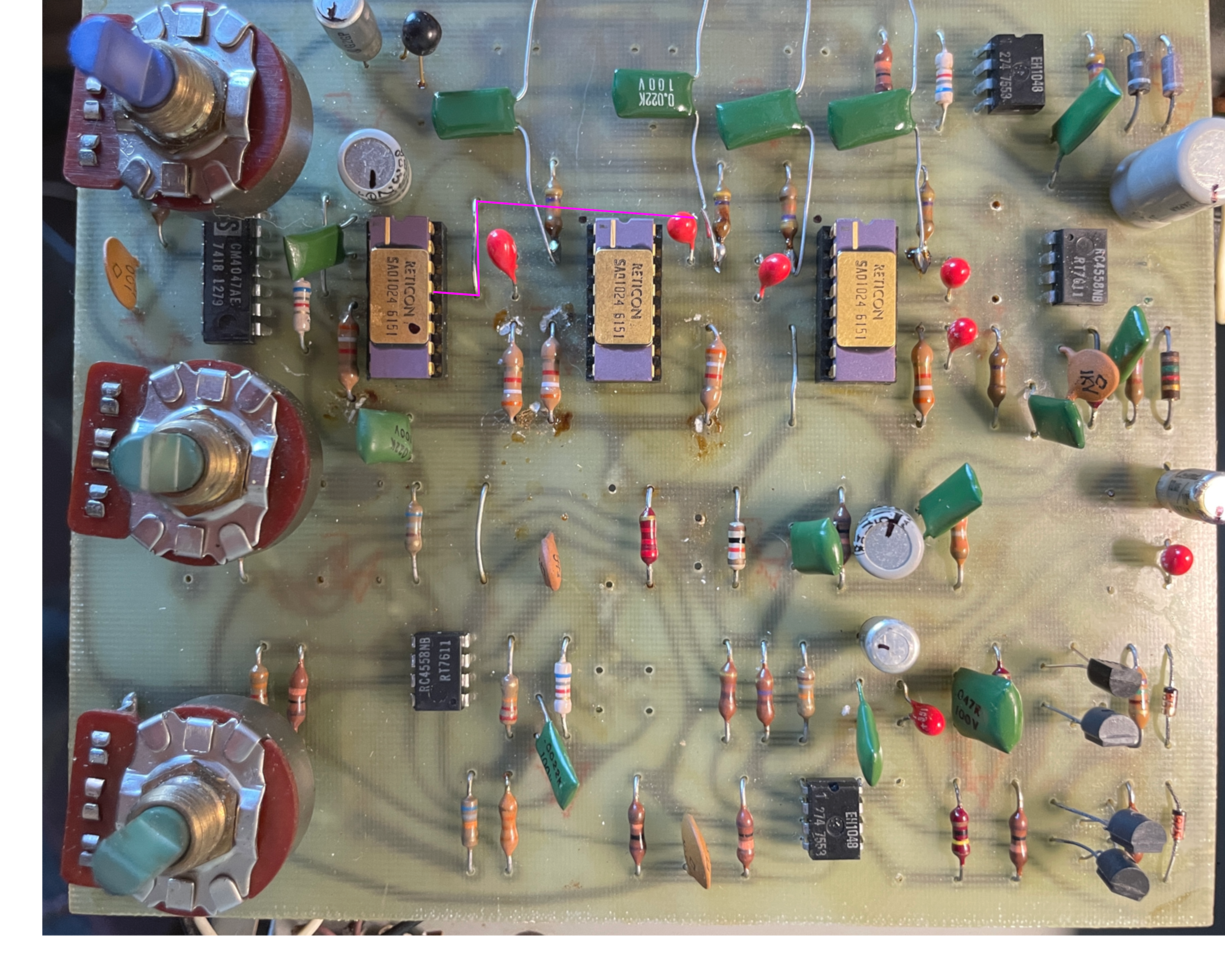 Memory Man first version PCB, component side